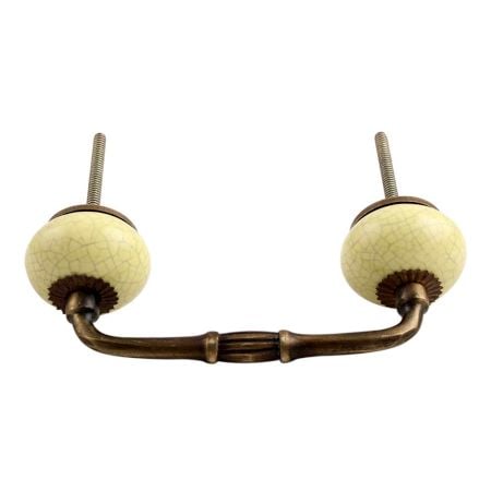 Light Yellow Crackle Ceramic Bridge Handle